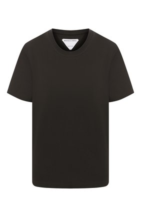 Женская хлопковая футболка BOTTEGA VENETA темно-зеленого цвета по цене 33950 руб., арт. 649060/VF1U0 | Фото 1 Женская хлопковая футболка BOTTEGA VENETA темно-зеленого цвета, арт. 649060/VF1U0 | Фото 1