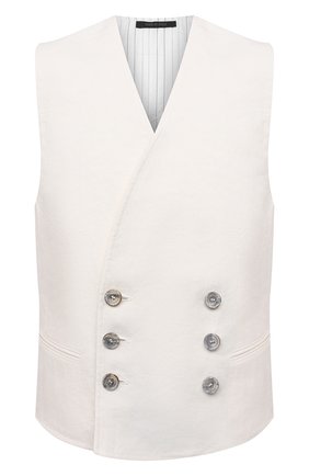 Мужской льняной жилет GIORGIO ARMANI белого цвета по цене 106000 руб., арт. 1SGGK024/T02JV | Фото 1 Мужской льняной жилет GIORGIO ARMANI белого цвета, арт. 1SGGK024/T02JV | Фото 1