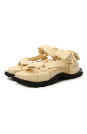 Женские кожаные сандалии JIL SANDER бежевого цвета по цене 72950 руб., арт. JS36045A-13010 | Фото 1 Женские кожаные сандалии JIL SANDER бежевого цвета, арт. JS36045A-13010 | Фото 1