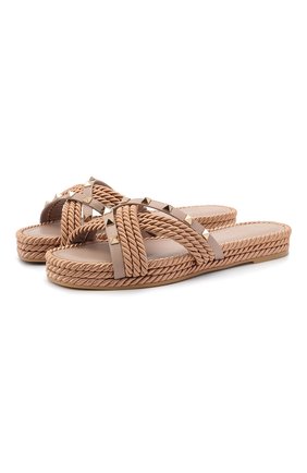 Женские кожаные шлепанцы rockstud torchon VALENTINO бежевого цвета по цене 47050 руб., арт. VW2S0BL6/BAE | Фото 1 Женские кожаные шлепанцы rockstud torchon VALENTINO бежевого цвета, арт. VW2S0BL6/BAE | Фото 1