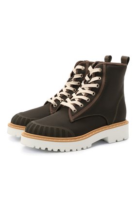 Женские текстильные ботинки HOGAN хаки цвета по цене 39100 руб., арт. HXW5610DM70ASV | Фото 1 Женские текстильные ботинки HOGAN хаки цвета, арт. HXW5610DM70ASV | Фото 1