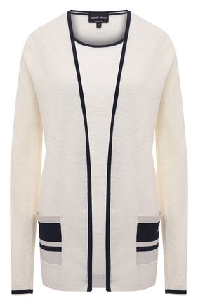 Женский комплект из кардигана и топа GIORGIO ARMANI светло-бежевого цвета по цене 138500 руб., арт. 3KAZ01/AM57Z | Фото 1 Женский комплект из кардигана и топа GIORGIO ARMANI светло-бежевого цвета, арт. 3KAZ01/AM57Z | Фото 1