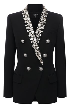 Женский шерстяной жакет BALMAIN черного цвета по цене 287000 руб., арт. VF17471/W125 | Фото 1 Женский шерстяной жакет BALMAIN черного цвета, арт. VF17471/W125 | Фото 1