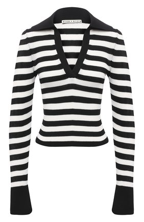 Женский пуловер из вискозы ALICE + OLIVIA черно-белого цвета по цене 34250 руб., арт. CC011S04708 | Фото 1 Женский пуловер из вискозы ALICE + OLIVIA черно-белого цвета, арт. CC011S04708 | Фото 1