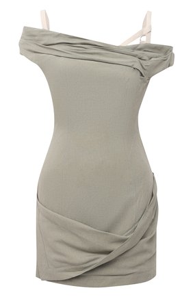 Женское платье из вискозы и льна JACQUEMUS зеленого цвета по цене 52900 руб., арт. 211DR22/111530 | Фото 1 Женское платье из вискозы и льна JACQUEMUS зеленого цвета, арт. 211DR22/111530 | Фото 1