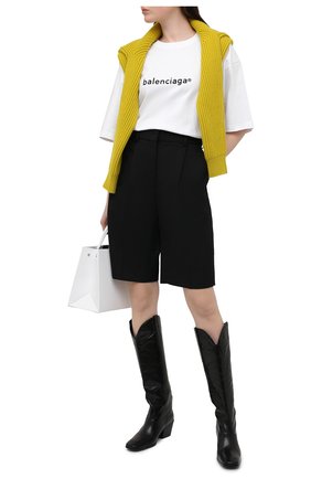 Женская хлопковая футболка BALENCIAGA белого цвета по цене 42650 руб., арт. 641655/TIV54 | Фото 2 Женская хлопковая футболка BALENCIAGA белого цвета, арт. 641655/TIV54 | Фото 2