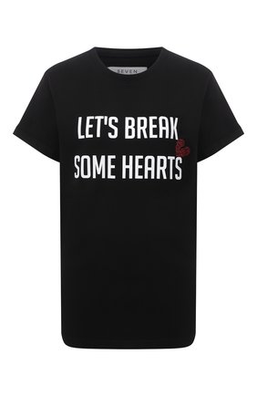 Женская хлопковая футболка SEVEN LAB черного цвета по цене 7520 руб., арт. T20-BR HEART2-G01 black | Фото 1 Женская хлопковая футболка SEVEN LAB черного цвета, арт. T20-BR HEART2-G01 black | Фото 1