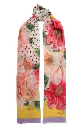 Женская шелковая шаль DOLCE & GABBANA розового цвета по цене 41750 руб., арт. FS182A/GDV64 | Фото 1 Женская шелковая шаль DOLCE & GABBANA розового цвета, арт. FS182A/GDV64 | Фото 1