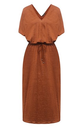 Женское льняное платье KITON коричневого цвета по цене 159500 руб., арт. D51343TK09T94 | Фото 1 Женское льняное платье KITON коричневого цвета, арт. D51343TK09T94 | Фото 1