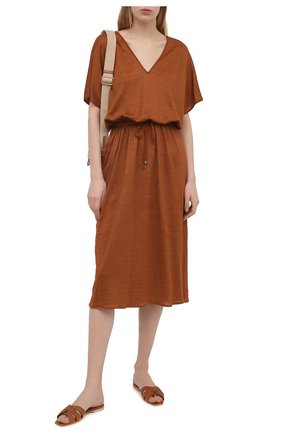 Женское льняное платье KITON коричневого цвета по цене 159500 руб., арт. D51343TK09T94 | Фото 2 Женское льняное платье KITON коричневого цвета, арт. D51343TK09T94 | Фото 2