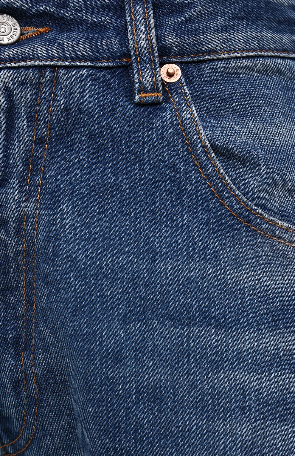 Женские джинсы MM6 синего цвета, арт. S52LA0137/S30589 | Фото 5 (Кросс-КТ: Деним; Длина (брюки, джинсы): Стандартные; Силуэт Ж (брюки и джинсы): Прямые; Материал внешний: Хлопок; Стили: Спорт-шик; Детали: Потертости)