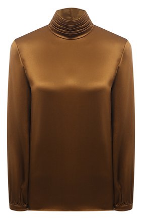 Женская шелковая блузка SAINT LAURENT коричневого цвета по цене 105000 руб., арт. 631071/Y001W | Фото 1 Женская шелковая блузка SAINT LAURENT коричневого цвета, арт. 631071/Y001W | Фото 1