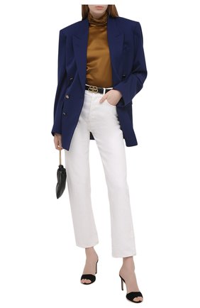 Женская шелковая блузка SAINT LAURENT коричневого цвета, арт. 631071/Y001W | Фото 2 (Длина (для топов): Стандартные; Материал внешний: Шелк; Рукава: Длинные; Стили: Романтичный; Женское Кросс-КТ: Блуза-одежда; Принт: Без принта)