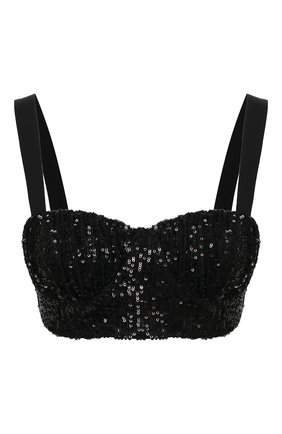 Женский топ с пайетками IN THE MOOD FOR LOVE черного цвета по цене 36950 руб., арт. UNA BUSTIER T0P | Фото 1 Женский топ с пайетками IN THE MOOD FOR LOVE черного цвета, арт. UNA BUSTIER T0P | Фото 1