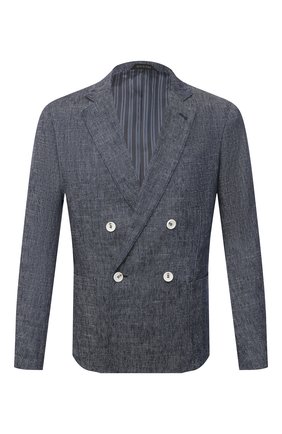 Мужской пиджак изо льна и хлопка GIORGIO ARMANI синего цвета по цене 192000 руб., арт. 8WGGG02F/T02CB | Фото 1 Мужской пиджак изо льна и хлопка GIORGIO ARMANI синего цвета, арт. 8WGGG02F/T02CB | Фото 1