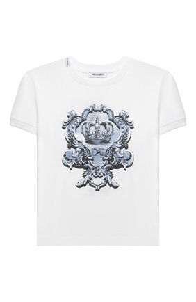 Детская хлопковая футболка DOLCE & GABBANA белого цвета по цене 13400 руб., арт. L4JT8A/G7YBK/2-6 | Фото 1 Детская хлопковая футболка DOLCE & GABBANA белого цвета, арт. L4JT8A/G7YBK/2-6 | Фото 1
