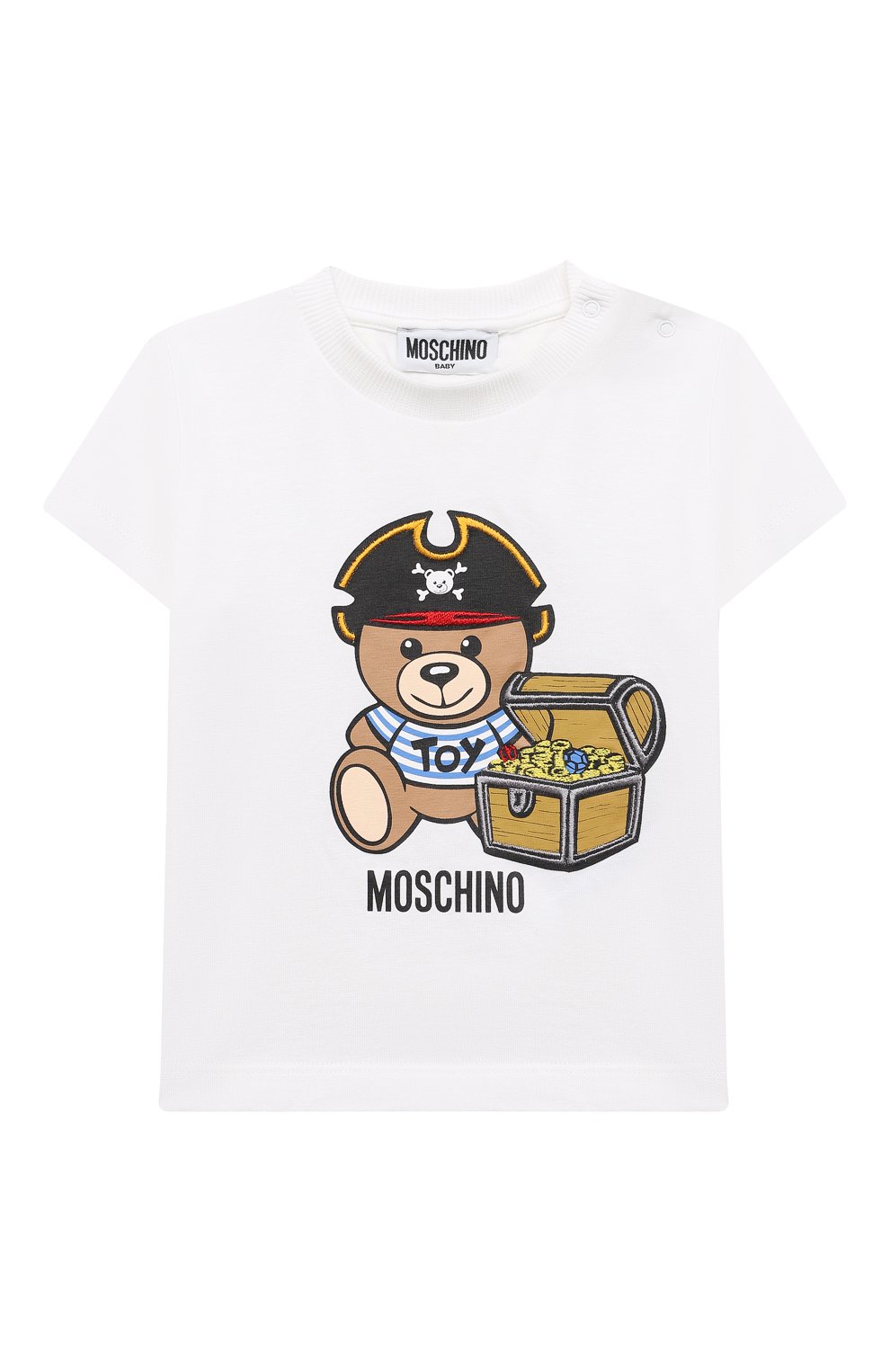 Детский хлопковая футболка MOSCHINO белого цвета, арт. MWM02A/LBA08 | Фото 1