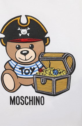 Детский хлопковая футболка MOSCHINO белого цвета по цене 7445 руб., арт. MWM02A/LBA08 | Фото 3 Детский хлопковая футболка MOSCHINO белого цвета, арт. MWM02A/LBA08 | Фото 3