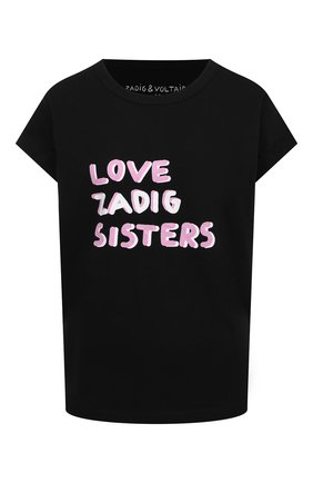 Женская хлопковая футболка ZADIG&VOLTAIRE черного цвета по цене 8995 руб., арт. WJTS1814F | Фото 1 Женская хлопковая футболка ZADIG&VOLTAIRE черного цвета, арт. WJTS1814F | Фото 1