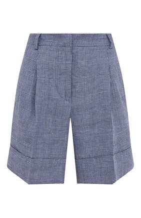 Женские льняные шорты KITON голубого цвета по цене 84650 руб., арт. D47117S06424 | Фото 1 Женские льняные шорты KITON голубого цвета, арт. D47117S06424 | Фото 1