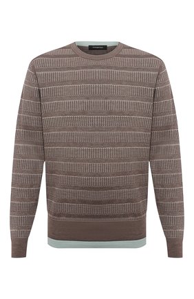 Мужской джемпер из шелка и хлопка ERMENEGILDO ZEGNA коричневого цвета по цене 118500 руб., арт. UWF97/110 | Фото 1 Мужской джемпер из шелка и хлопка ERMENEGILDO ZEGNA коричневого цвета, арт. UWF97/110 | Фото 1 (Рукава: Длинные; Материал внешний: Шелк; Длина (для топов): Стандартные; Стили: Кэжуэл; Мужское Кросс-КТ: Джемперы; Принт: Без принта; Вырез: Круглый)