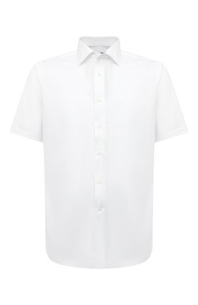 Мужская хлопковая сорочка CANALI белого цвета по цене 21150 руб., арт. N618/GR01585 | Фото 1 Мужская хлопковая сорочка CANALI белого цвета, арт. N618/GR01585 | Фото 1 (Рукава: Короткие; Материал внешний: Хлопок; Длина (для топов): Стандартные; Случай: Формальный; Стили: Классический; Воротник: Акула; Рубашки М: Slim Fit; Принт: Однотонные)