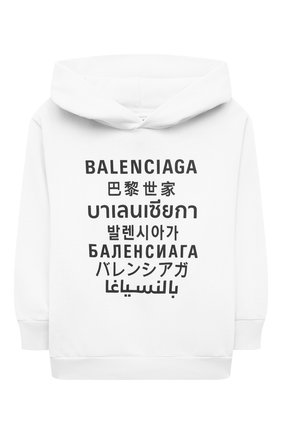 Детский хлопковое худи BALENCIAGA белого цвета по цене 24550 руб., арт. 641599/TJVM3 | Фото 1 Детский хлопковое худи BALENCIAGA белого цвета, арт. 641599/TJVM3 | Фото 1