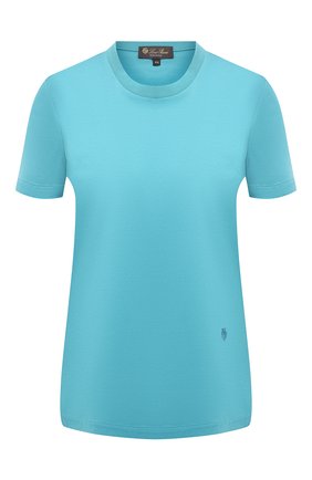 Женская хлопковая футболка LORO PIANA голубого цвета по цене 34000 руб., арт. FAI5069 | Фото 1 Женская хлопковая футболка LORO PIANA голубого цвета, арт. FAI5069 | Фото 1