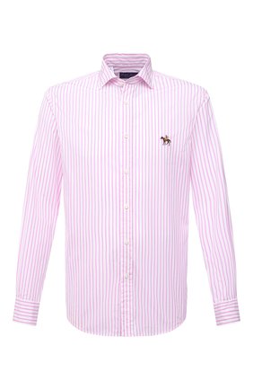 Мужская хлопковая рубашка RALPH LAUREN розового цвета по цене 44100 руб., арт. 790833820 | Фото 1 Мужская хлопковая рубашка RALPH LAUREN розового цвета, арт. 790833820 | Фото 1 (Материал внешний: Хлопок; Длина (для топов): Стандартные; Случай: Повседневный; Принт: Полоска; Стили: Кэжуэл; Рукава: Длинные; Воротник: Акула; Манжеты: На пуговицах; Региональные ограничения белый список (Axapta Mercury): RU)