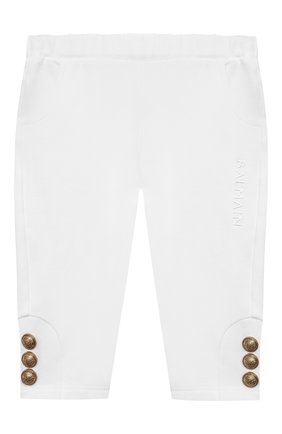Детские хлопковые брюки BALMAIN белого цвета по цене 22750 руб., арт. 6O6830 | Фото 1 Детские хлопковые брюки BALMAIN белого цвета, арт. 6O6830 | Фото 1 (Материал внешний: Хлопок; Ростовка одежда: 12 мес | 80 см, 18 мес | 86 см, 24 мес | 92 см, 36 мес | 98 см)