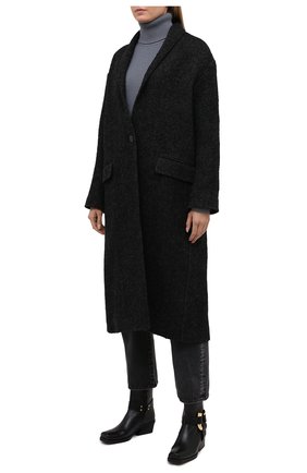Женское шерстяное пальто ISABEL MARANT ETOILE темно-серого цвета, арт. MA0811-21P007E/HEN0L | Фото 3 (Материал внешний: Шерсть; Рукава: Длинные; Длина (верхняя одежда): До колена; Региональные ограничения белый список (Axapta Mercury): RU; 1-2-бортные: Однобортные; Материал подклада: Хлопок; Стили: Кэжуэл)