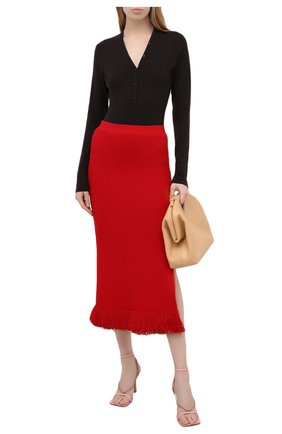 Женская хлопковая юбка BOTTEGA VENETA красного цвета по цене 127000 руб., арт. 651244/V0FU0 | Фото 2 Женская хлопковая юбка BOTTEGA VENETA красного цвета, арт. 651244/V0FU0 | Фото 2