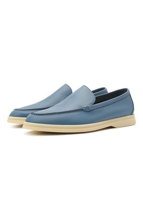 Женские кожаные лоферы summer walk LORO PIANA голубого цвета по цене 65650 руб., арт. FAI0323 | Фото 1 Женские кожаные лоферы summer walk LORO PIANA голубого цвета, арт. FAI0323 | Фото 1