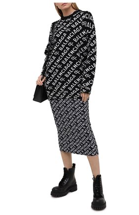 Женский шерстяной свитер BALENCIAGA черно-белого цвета по цене 98350 руб., арт. 648130/T1599 | Фото 2 Женский шерстяной свитер BALENCIAGA черно-белого цвета, арт. 648130/T1599 | Фото 2