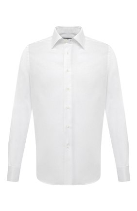 Мужская хлопковая сорочка CANALI белого цвета, арт. X05/GD02301 | Фото 1 (Материал внешний: Хлопок; Длина (для топов): Стандартные; Случай: Формальный; Воротник: Кент; Манжеты: Под запонки; Стили: Классический; Рубашки М: Regular Fit; Рукава: Длинные; Принт: Однотонные)