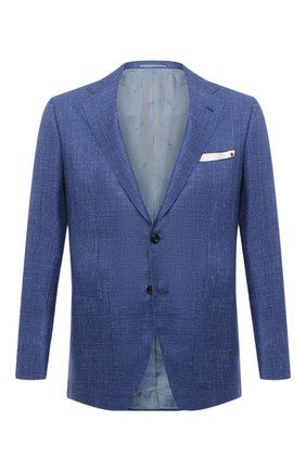 Мужской пиджак из кашемира и шелка KITON синего цвета по цене 624500 руб., арт. UG81K06T46 | Фото 1 Мужской пиджак из кашемира и шелка KITON синего цвета, арт. UG81K06T46 | Фото 1 (Рукава: Длинные; Длина (для топов): Стандартные; Материал внешний: Кашемир, Шерсть; Материал подклада: Купро; Случай: Коктейльный; 1-2-бортные: Однобортные; Пиджаки М: Прямой; Стили: Классический)