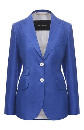 Женский жакет из шерсти и шелка KITON синего цвета по цене 316000 руб., арт. D20513K09T24 | Фото 1 Женский жакет из шерсти и шелка KITON синего цвета, арт. D20513K09T24 | Фото 1