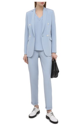 Женские шелковые брюки KITON голубого цвета по цене 135000 руб., арт. D37102K09T63 | Фото 2 Женские шелковые брюки KITON голубого цвета, арт. D37102K09T63 | Фото 2