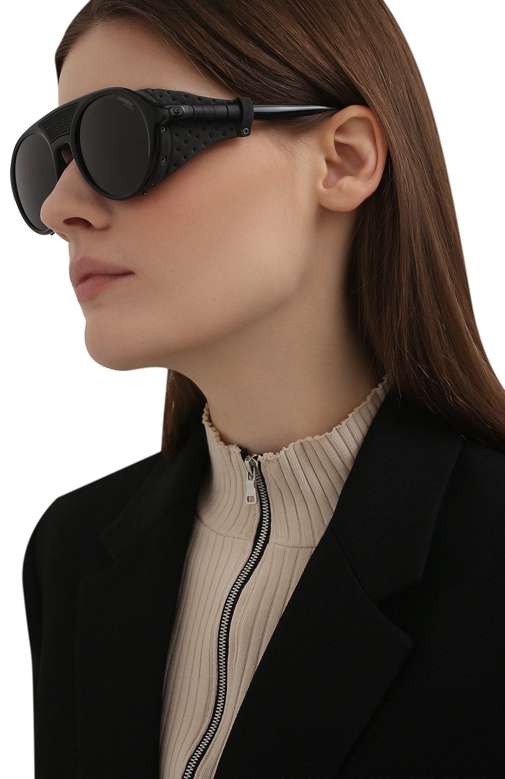 Женские солнцезащитные очки CARRERA черного цвета, арт. HYPERFIT 19 807 | Фото 2 (Тип очков: С/з; Очки форма: Круглые; Оптика Гендер: оптика-унисекс)