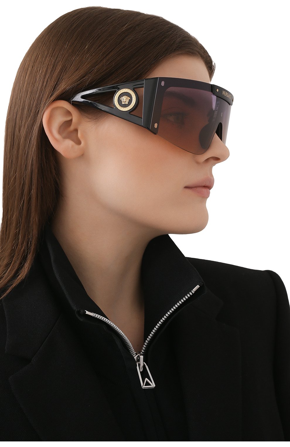 Женские солнцезащитные очки VERSACE черного цвета, арт. 4393-GB1/1W | Фото 7 (Региональные ограничения белый список (Axapta Mercury): RU; Тип очков: С/з; Оптика Гендер: оптика-женское)