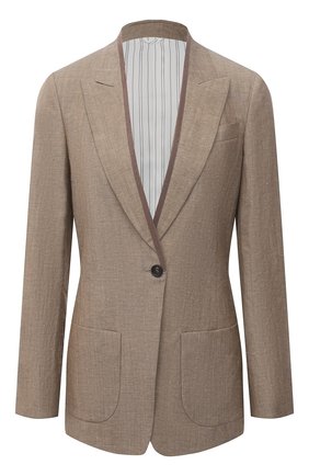 Женский жакет из шерсти и льна BRUNELLO CUCINELLI коричневого цвета по цене 278000 руб., арт. MF5092002 | Фото 1 Женский жакет из шерсти и льна BRUNELLO CUCINELLI коричневого цвета, арт. MF5092002 | Фото 1