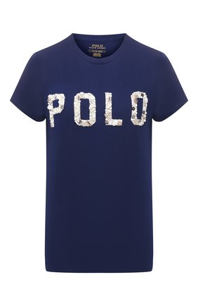 Женская хлопковая футболка POLO RALPH LAUREN синего цвета по цене 14150 руб., арт. 211827661 | Фото 1 Женская хлопковая футболка POLO RALPH LAUREN синего цвета, арт. 211827661 | Фото 1