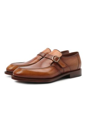 Мужские кожаные монки SANTONI светло-коричневого цвета по цене 74650 руб., арт. MCC017500MC4HNGWM46 | Фото 1 Мужские кожаные монки SANTONI светло-коричневого цвета, арт. MCC017500MC4HNGWM46 | Фото 1 (Материал внутренний: Натуральная кожа; Стили: Классический)