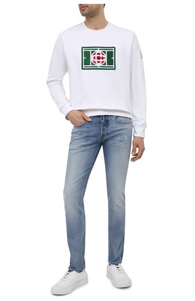 Мужские джинсы DON THE FULLER голубого цвета по цене 29950 руб., арт. DHS1/NEW Y0RK/DTF/UTSS720BG | Фото 2 Мужские джинсы DON THE FULLER голубого цвета, арт. DHS1/NEW Y0RK/DTF/UTSS720BG | Фото 2 (Материал внешний: Хлопок, Деним; Длина (брюки, джинсы): Стандартные; Кросс-КТ: Деним; Силуэт М (брюки): Прямые; Стили: Кэжуэл; Детали: Потертости)