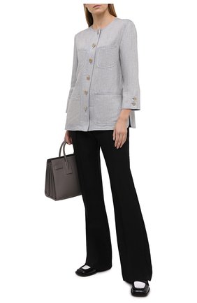 Женский льняной жакет GIORGIO ARMANI голубого цвета по цене 199500 руб., арт. 1SHGG0ME/T02A6 | Фото 2 Женский льняной жакет GIORGIO ARMANI голубого цвета, арт. 1SHGG0ME/T02A6 | Фото 2