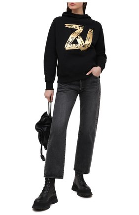 Женский хлопковое худи ZADIG&VOLTAIRE черного цвета по цене 29000 руб., арт. SKTM7101F | Фото 2 Женский хлопковое худи ZADIG&VOLTAIRE черного цвета, арт. SKTM7101F | Фото 2