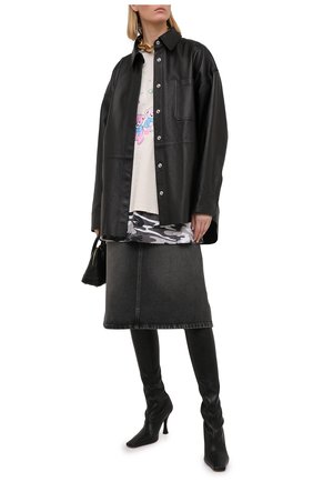 Женская хлопковая футболка BALENCIAGA кремвого цвета по цене 59950 руб., арт. 641584/TJVI1 | Фото 2 Женская хлопковая футболка BALENCIAGA кремвого цвета, арт. 641584/TJVI1 | Фото 2