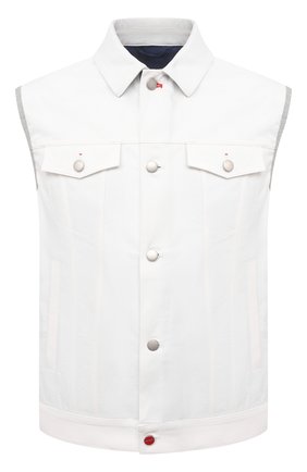 Мужской джинсовый жилет KITON белого цвета по цене 278000 руб., арт. UW0947MV07T92 | Фото 1 Мужской джинсовый жилет KITON белого цвета, арт. UW0947MV07T92 | Фото 1 (Материал подклада: Хлопок; Материал внешний: Хлопок, Деним; Длина (верхняя одежда): Короткие; Стили: Кэжуэл; Кросс-КТ: Деним; Региональные ограничения белый список (Axapta Mercury): RU)