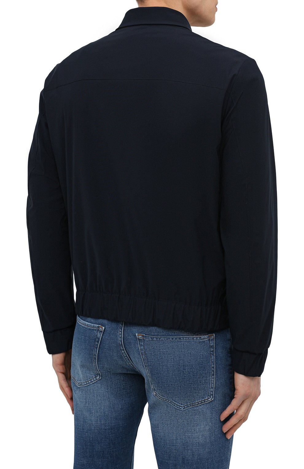 Мужская куртка HARRIS WHARF LONDON темно-синего цвета, арт. C9341PYZ | Фото 4 (Кросс-КТ: Куртка, Ветровка; Рукава: Длинные; Материал внешний: Синтетический материал; Длина (верхняя одежда): Короткие; Стили: Кэжуэл)