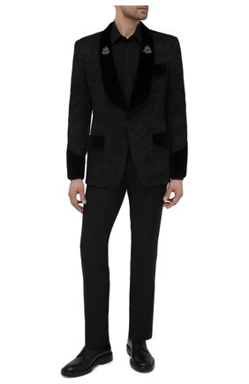 Мужской пиджак DOLCE & GABBANA черного цвета по цене 234000 руб., арт. G2003Z/FJRD9 | Фото 2 Мужской пиджак DOLCE & GABBANA черного цвета, арт. G2003Z/FJRD9 | Фото 2 (Материал внешний: Синтетический материал, Хлопок; Материал подклада: Шелк; Длина (для топов): Стандартные; Рукава: Длинные; 1-2-бортные: Однобортные; Случай: Вечерний; Стили: Классический; Пиджаки М: Приталенный; Одежда: Одежда)